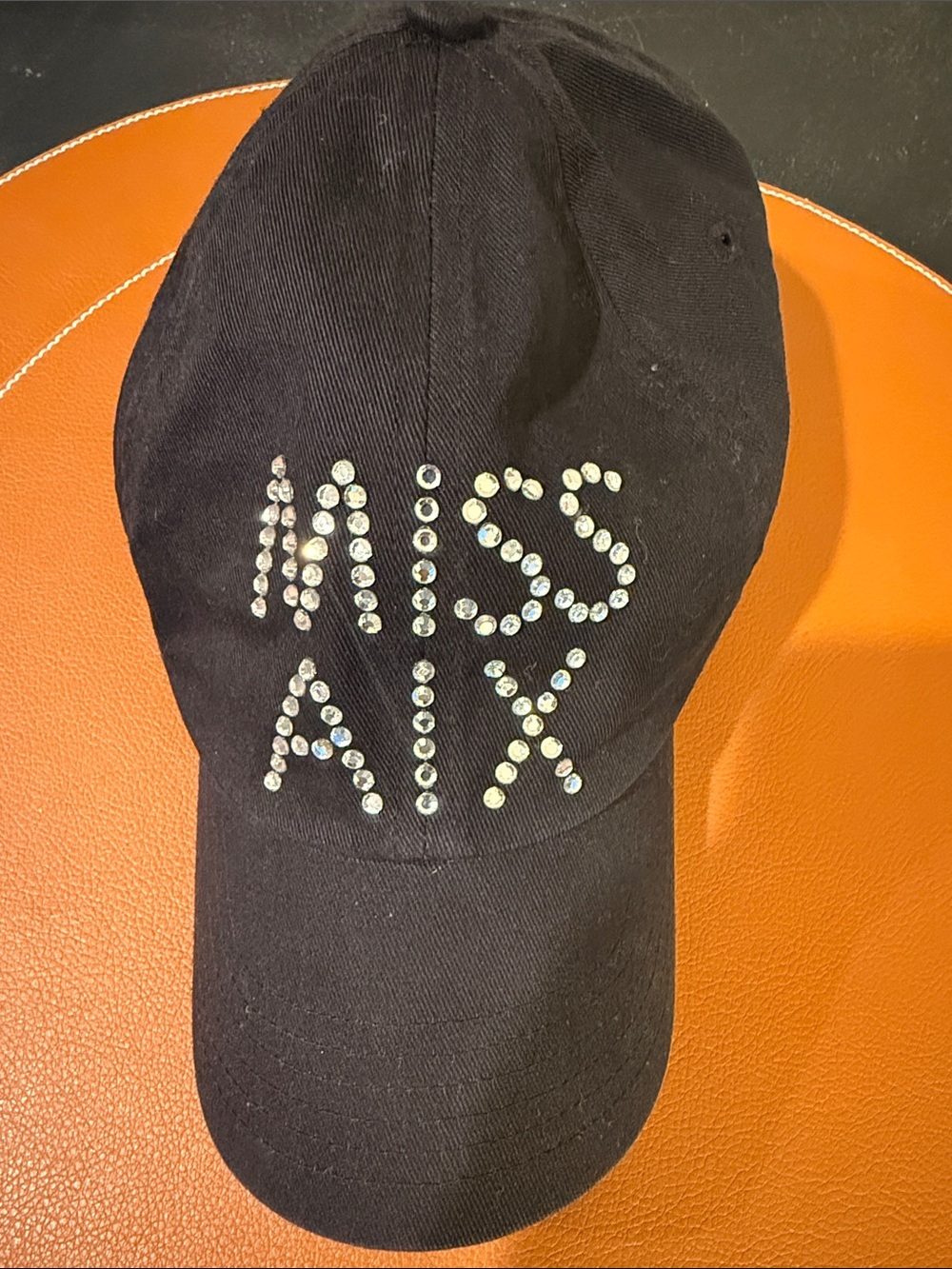 Armani Exchange Black Baseball Cap with Crystal Logo